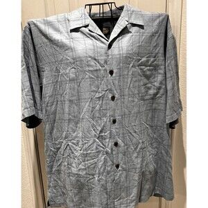 Porcini Mens Camp Shirt 100% Silk Sky Blue  Size XXL New with Tag